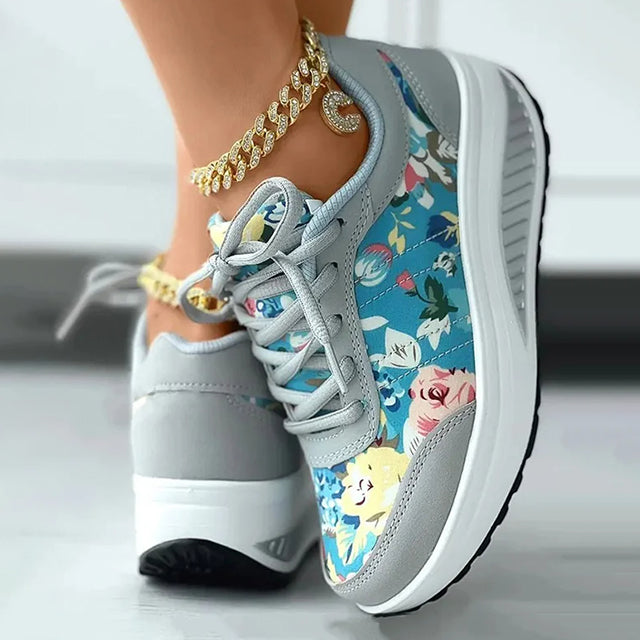 Celeste - Luxe Platform Sneakers met Bloemenprint