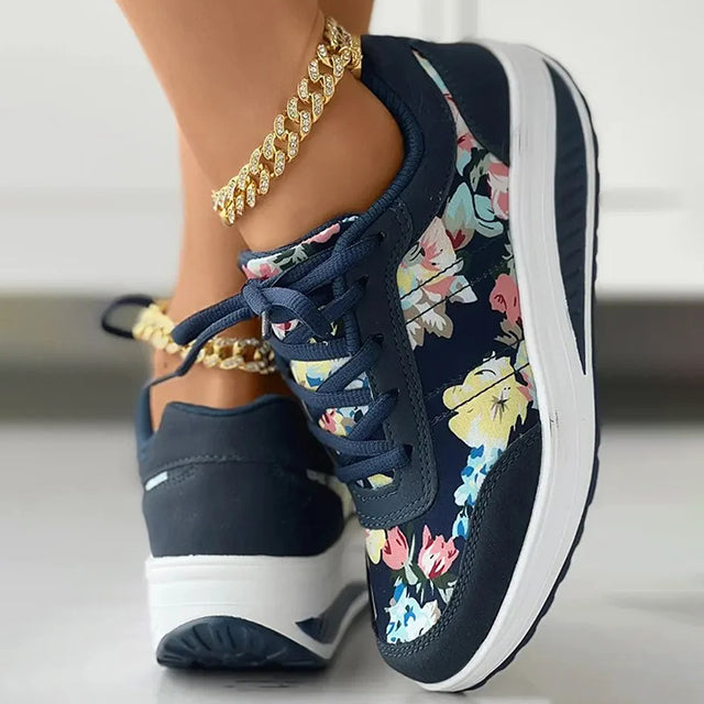 Celeste - Luxe Platform Sneakers met Bloemenprint
