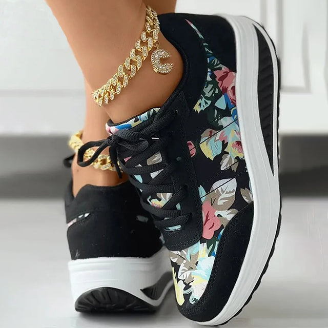 Celeste - Luxe Platform Sneakers met Bloemenprint