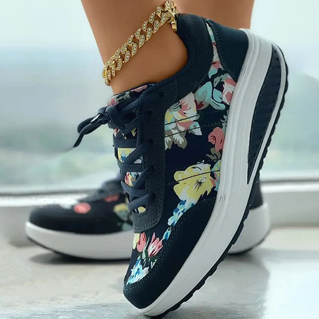 Celeste - Luxe Platform Sneakers met Bloemenprint