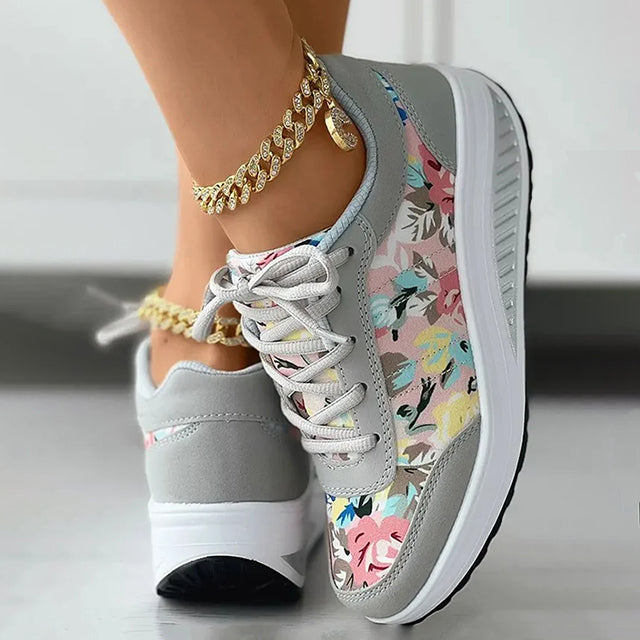 Celeste - Luxe Platform Sneakers met Bloemenprint