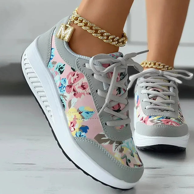 Celeste - Luxe Platform Sneakers met Bloemenprint