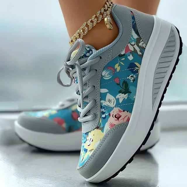 Celeste - Luxe Platform Sneakers met Bloemenprint