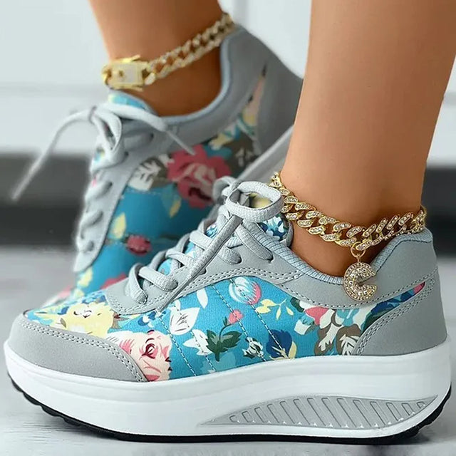 Celeste - Luxe Platform Sneakers met Bloemenprint