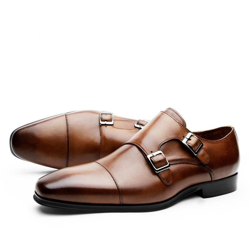 Malakai - Dubbele Gesp Leren Oxford Schoenen