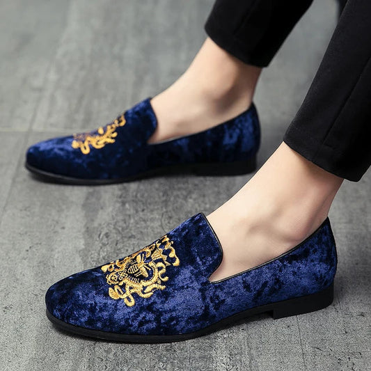 Jules – Premium Geborduurde Velvet Loafers