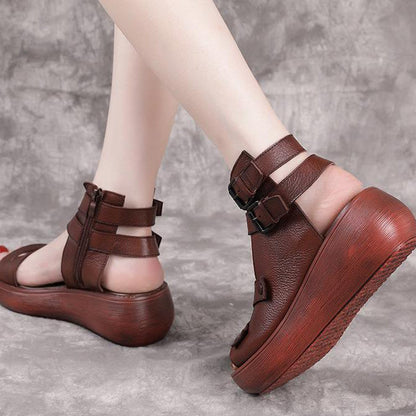 Isabel – Zwarte Wedge Sandalen met Open Teen