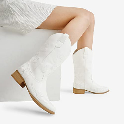 Bridget - Geborduurde Mid-Calf Westernlaarzen