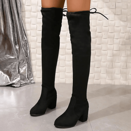 Mckenna - Stretch Overknee Laarzen met Ronde Neus