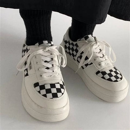 Zaylee - Dikke Zool Sneakers met Ruitpatroon