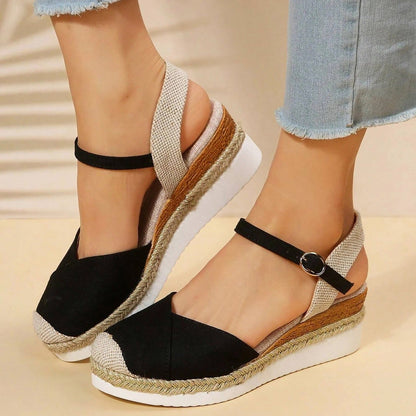 Nanja - Espadrilles met Mesh Patch en Contrasterende Kleur