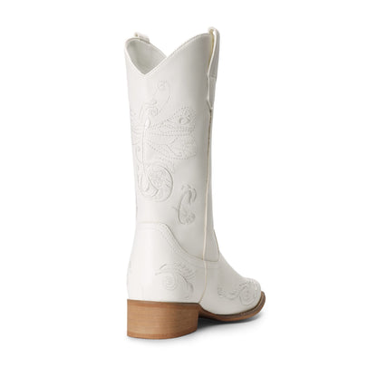 Bridget - Geborduurde Mid-Calf Westernlaarzen