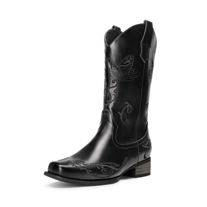 Bridget - Geborduurde Mid-Calf Westernlaarzen