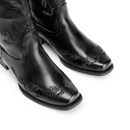 Bridget - Geborduurde Mid-Calf Westernlaarzen