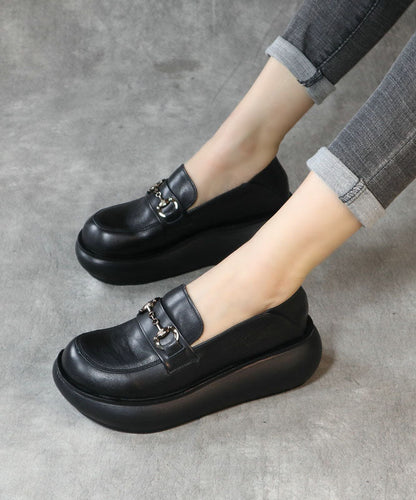Cynthiana - Zwarte Platform Loafers voor Vrouwen