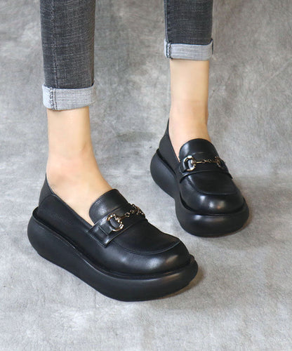 Cynthiana - Zwarte Platform Loafers voor Vrouwen
