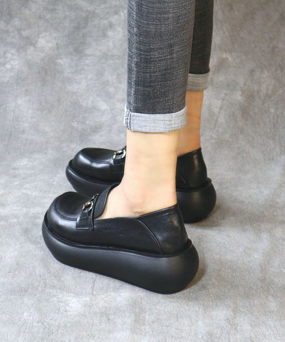 Cynthiana - Zwarte Platform Loafers voor Vrouwen