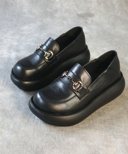 Cynthiana - Zwarte Platform Loafers voor Vrouwen
