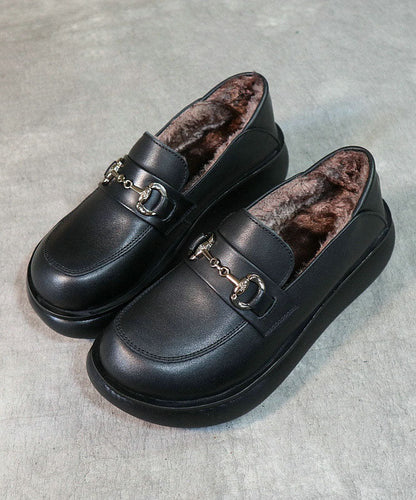 Cynthiana - Zwarte Platform Loafers voor Vrouwen