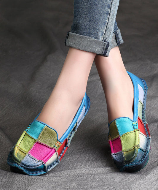 Tara - Regenboog Kleurijke Leren Platte Loafers