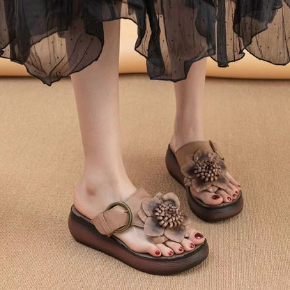 Mette - Handgemaakte Unieke Comfortabele Wedge Teenslippers
