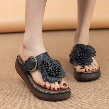 Mette - Handgemaakte Unieke Comfortabele Wedge Teenslippers