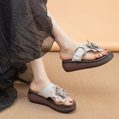 Mette - Handgemaakte Unieke Comfortabele Wedge Teenslippers
