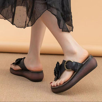 Mette - Handgemaakte Unieke Comfortabele Wedge Teenslippers