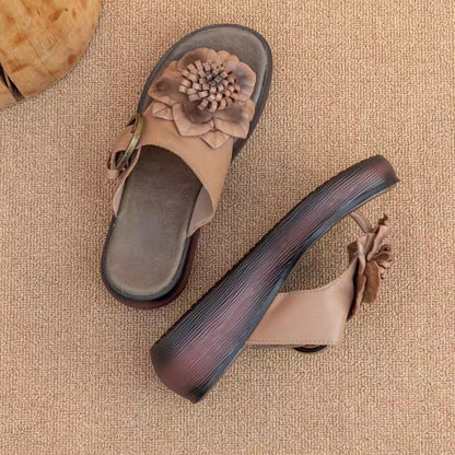 Mette - Handgemaakte Unieke Comfortabele Wedge Teenslippers