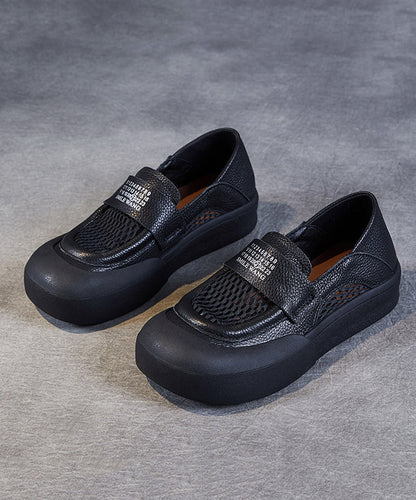 Baukje - Zwarte Leren Hollow-Out Loafers