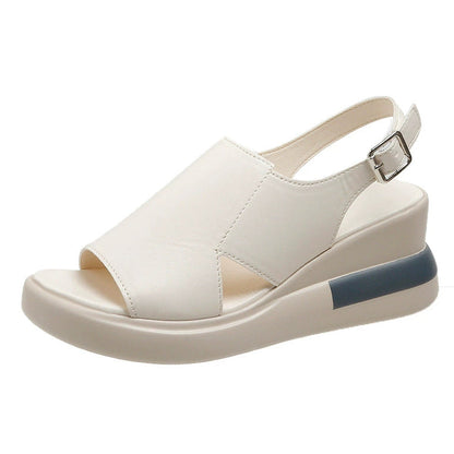 Cosette – Beige Wedge Sandalen met Open Teen