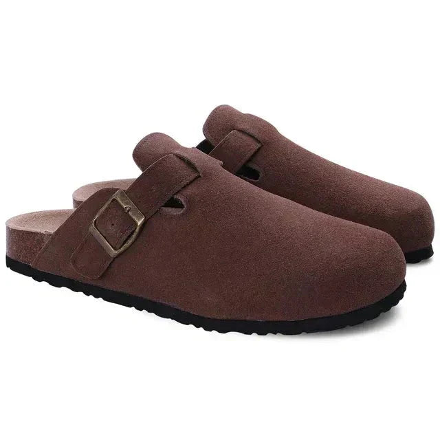 Sebastiano – Comfortabele leren herenpantoffels met stevige zool