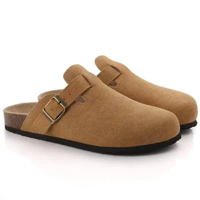 Sebastiano – Comfortabele leren herenpantoffels met stevige zool
