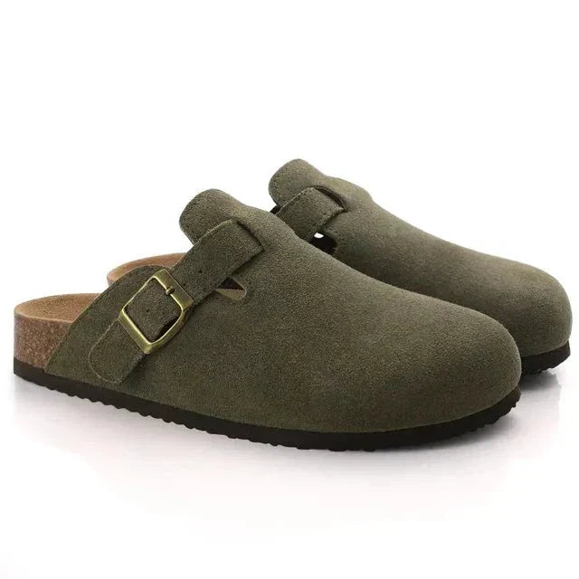 Sebastiano – Comfortabele leren herenpantoffels met stevige zool