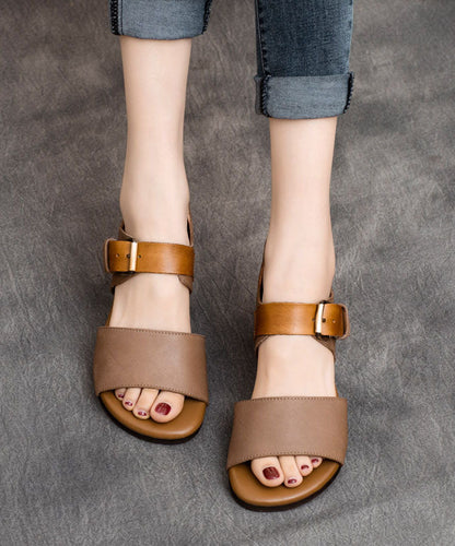 Alouette - Leren Gesp Open Tenen Platte Sandalen