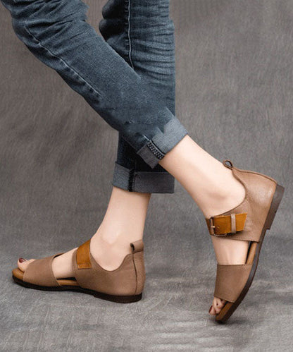 Alouette - Leren Gesp Open Tenen Platte Sandalen