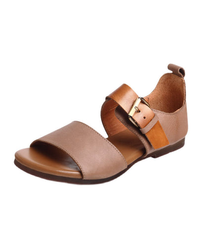 Alouette - Leren Gesp Open Tenen Platte Sandalen