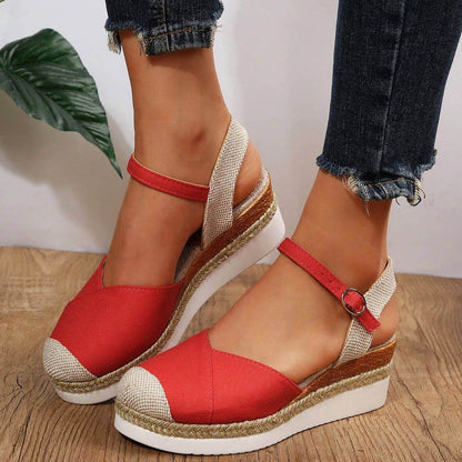 Nanja - Espadrilles met Mesh Patch en Contrasterende Kleur