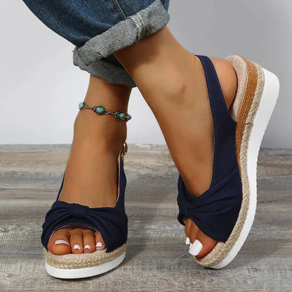Quinty - Zomer Espadrille Sandalen met Sluiting en Knoop Detail