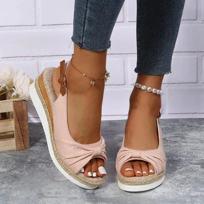Quinty - Zomer Espadrille Sandalen met Sluiting en Knoop Detail