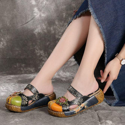 Petronella  - Unieke Wedge Slide Sandalen voor Dames