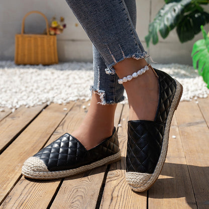 Rixt - Geribbelde Elegante Leren Espadrilles