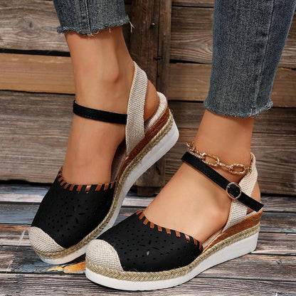 Nanja - Espadrilles met Mesh Patch en Contrasterende Kleur