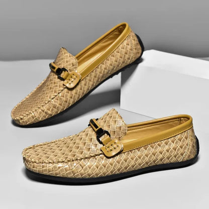 Miles – Klassieke Leren Loafers met Patroon