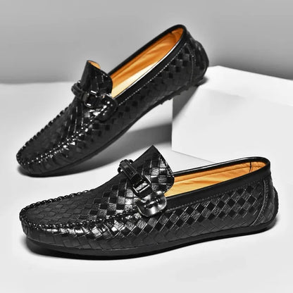 Miles – Klassieke Leren Loafers met Patroon