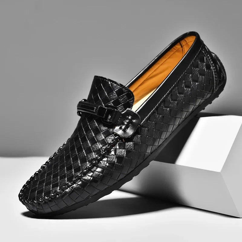 Miles – Klassieke Leren Loafers met Patroon