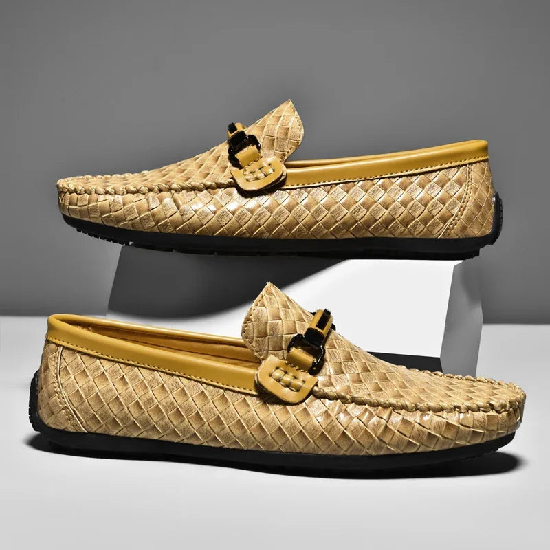 Miles – Klassieke Leren Loafers met Patroon