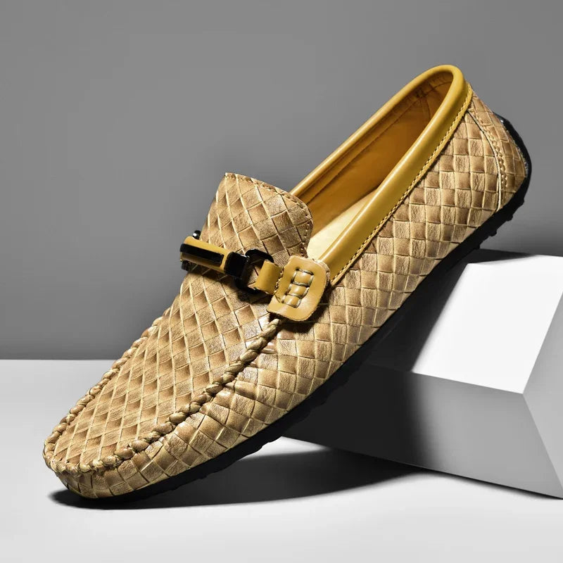 Miles – Klassieke Leren Loafers met Patroon