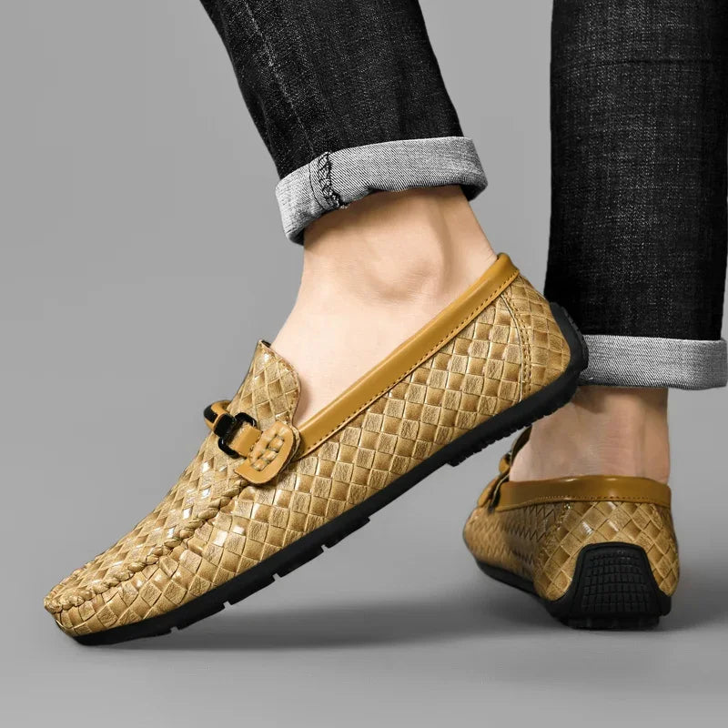 Miles – Klassieke Leren Loafers met Patroon