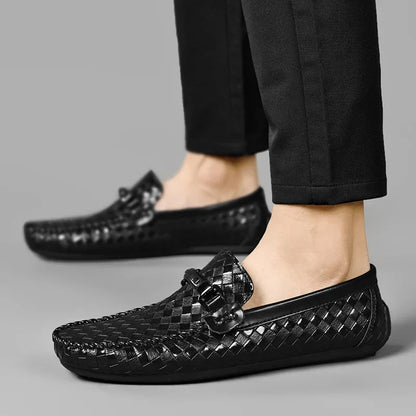 Miles – Klassieke Leren Loafers met Patroon